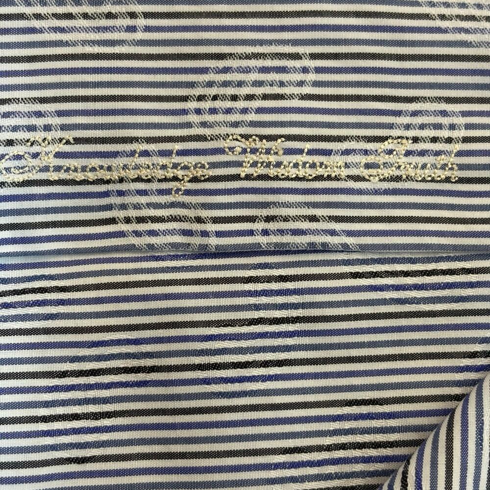 Robert Graham Men XL 44 Blue Stripe Paisley Jacquard Shirt Flip Cuff Cotton - Picture 10 of 13